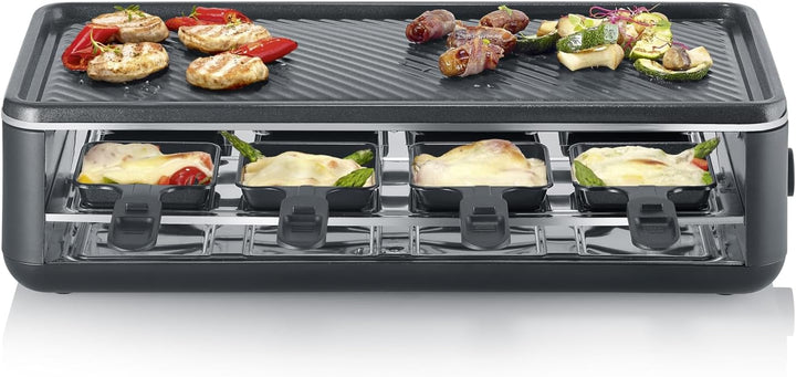SEVERIN Raclette-Grill für 8 Personen, Raclette mit grosser antihaftbeschichteter Grillplatte, extra