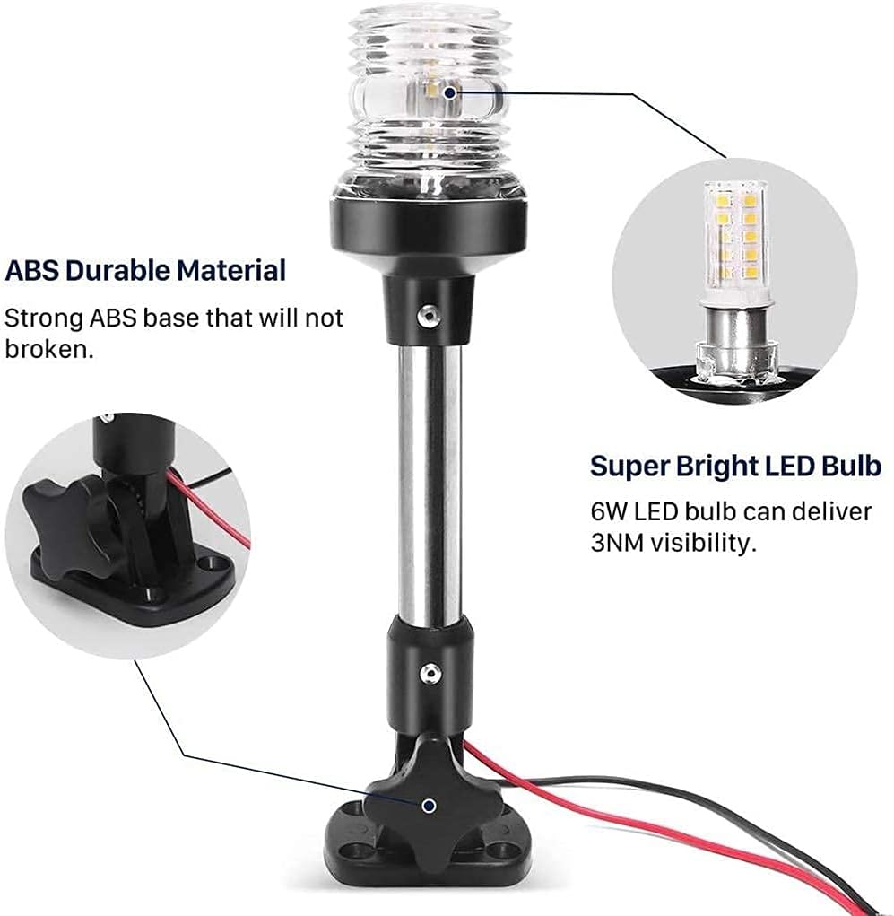 KAOLALI Positionslichter Boot, Hecklicht Boot LED Ankerlicht für Boote,360 Grad, 4500 K, Reinweiss,