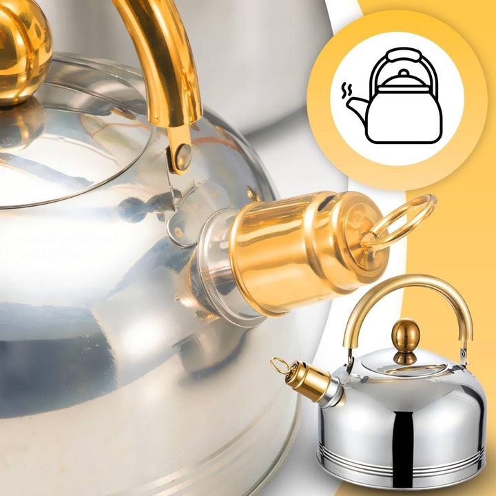 Retoo Topfset 12-teilig Edelstahl Kochtopfset mit Glasdeckel und goldenen Griffen, Grosses Cooking P