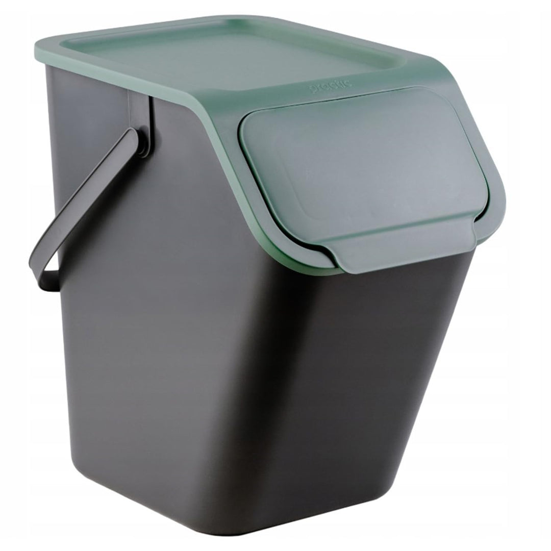 Practic Bini 3-er Mülleimer-Set, Müllbehälter, Stapelbar, Deckel mit Klick-System, Küche Mülltrennsy