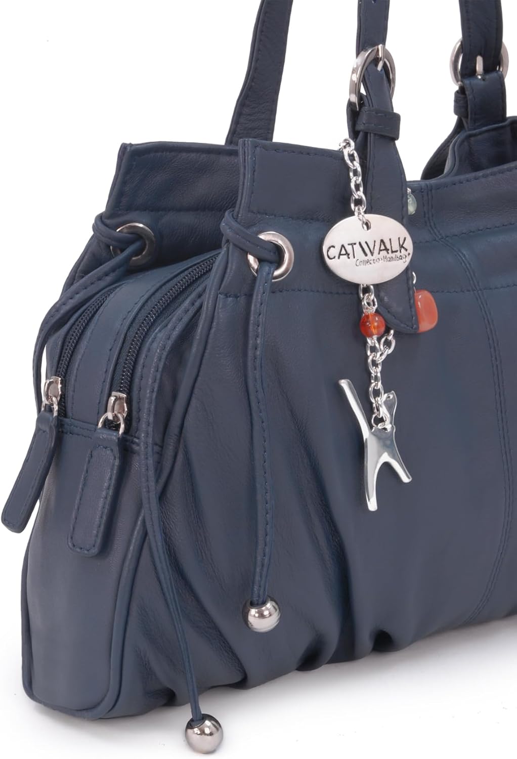 Catwalk Collection Handbags - Damen Leder Schultertasche - Handtasche Mittelgross - mit Verstellbare