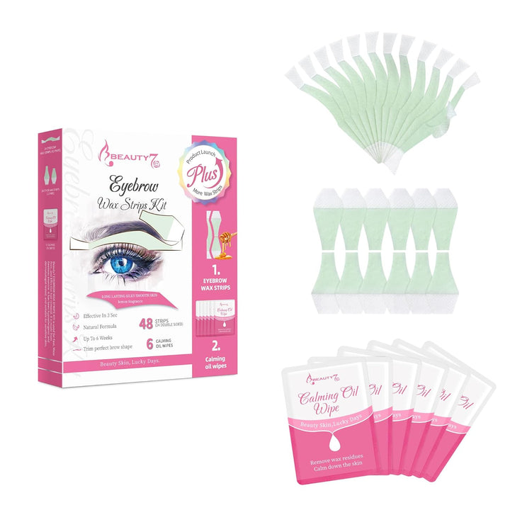 Beauty7 Kaltwachsstreifen für Gesicht, 48 Streifen, Enthaarungsstreifen, Augenbrauen und Lippen, nor