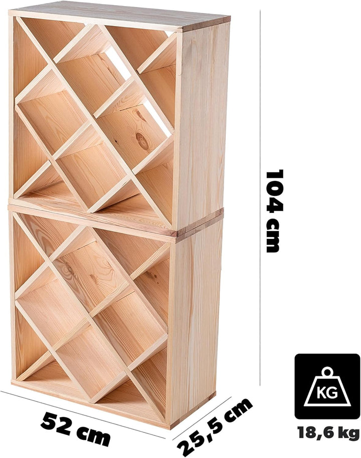 KADAX Weinregal aus Holz, 52 x 25.5 x 104 cm, Grosses Flaschenregal für viele Weinflaschen, rustikal