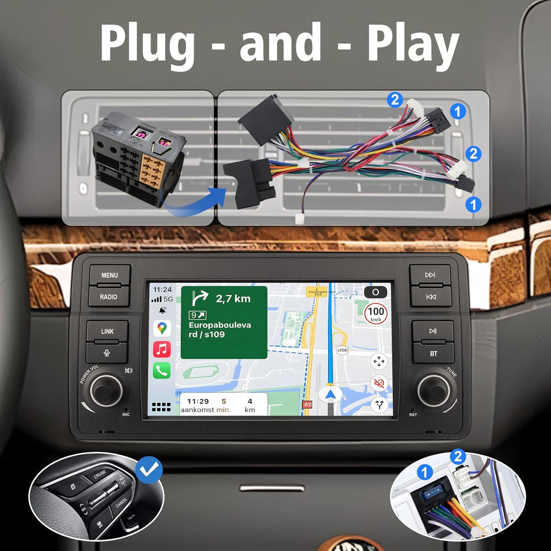 Linux Autoradio für BMW E46 3er (1999-2004) – Start in 3–5 Sekunden | 7“ Display mit integriertem Ap