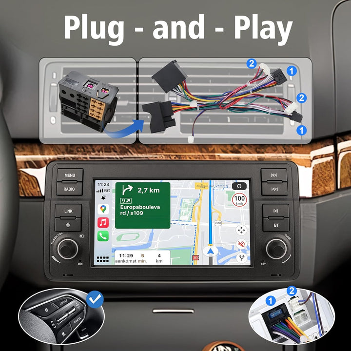Linux Autoradio für BMW E46 3er (1999-2004) – Start in 3–5 Sekunden | 7“ Display mit integriertem Ap