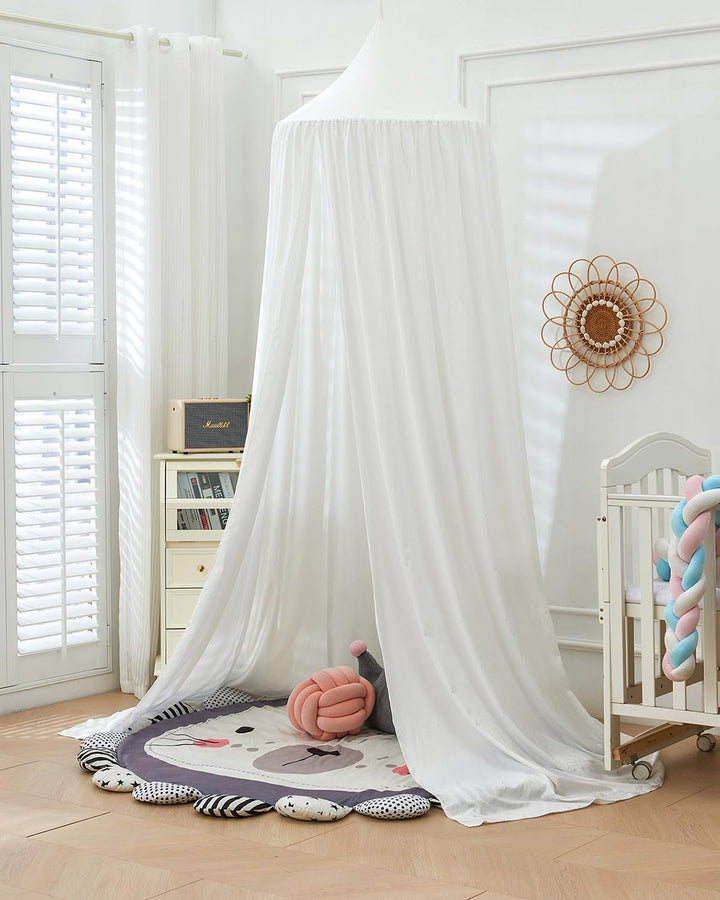 Surwin Betthimmel Madchen Jungen Babybett Doppelbett, Einfarbig Moskitonetz Baldachin Kinderzimmer E