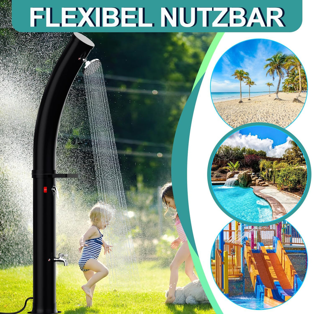 Randaco Solardusche Bogen Solar Gartendusche warmes Wasser Bis Zu 60°C Ohne Stromanschluss Pooldusch