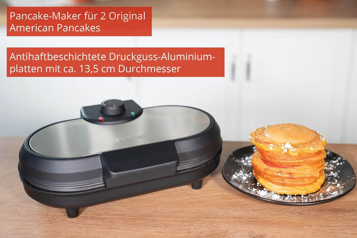 Unold 48165 PANCAKE-MAKER American, Kunststoff, Schwarz/Edelstahl