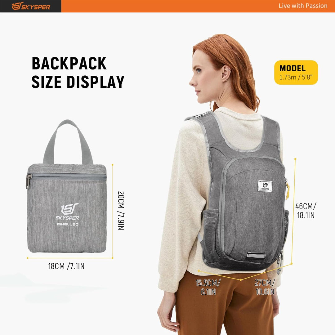 SKYSPER 10L/15L/20L Faltbarer Rucksack Ultraleicht Tagesrucksack Wasserfest Daypack Reiserucksack Wa