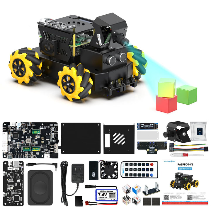 Yahboom RPi 5 ROS2 Robot Car 360°Movement, AI Vision &amp; Tracking, Integrated Multimodal Large AI Mode