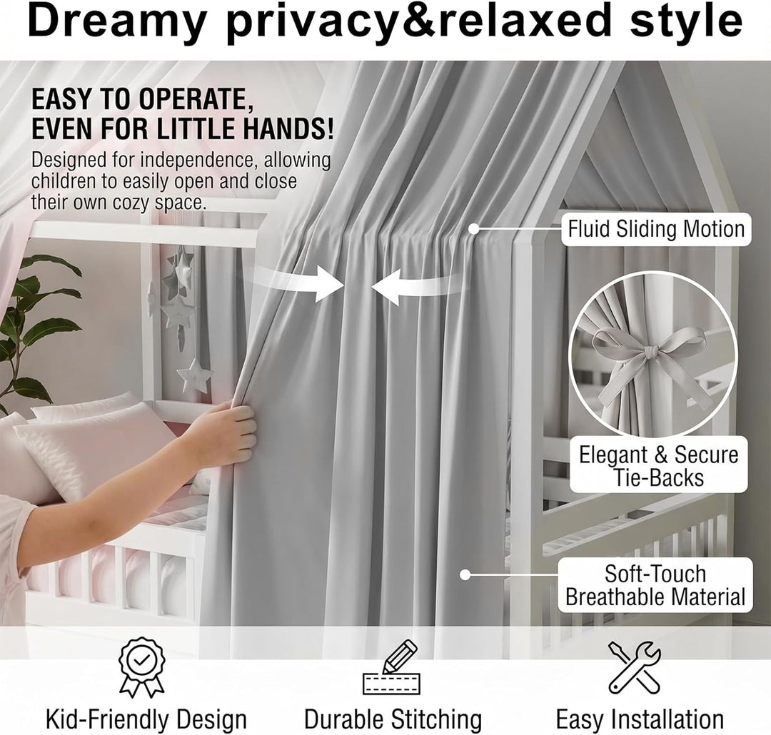 Hausbett Himmel, 2 Stück Betthimmel Hausbett, Stoffhimmel für Hausbetten, Hausbett Himmel Deko Set,