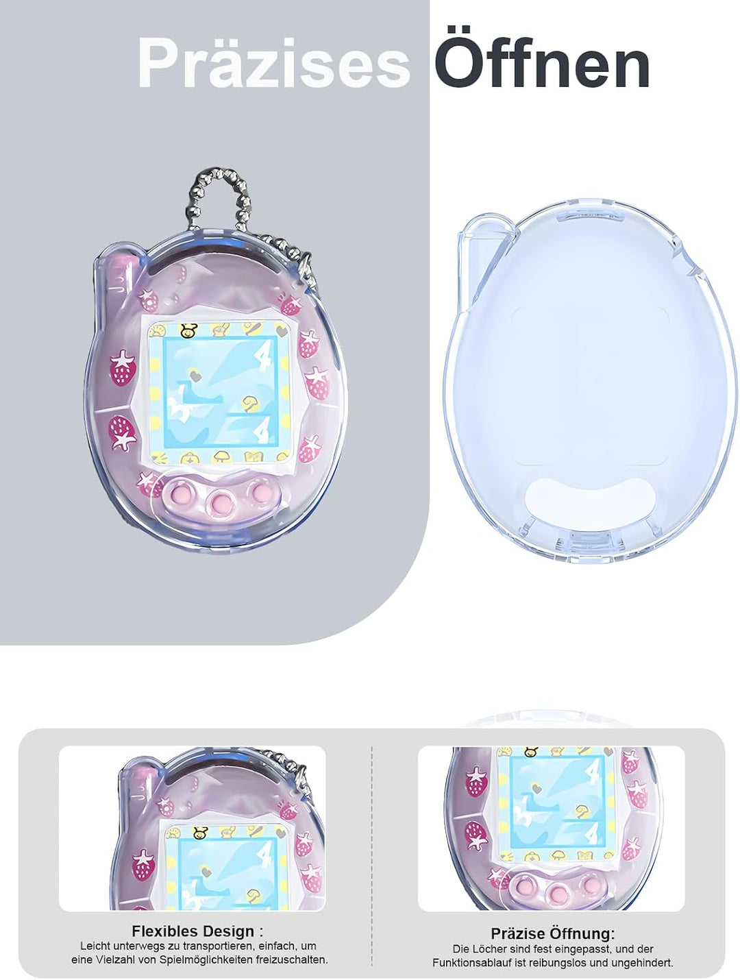 Hülle für Tamagotchi Connection Digital Pet, daunke weiche PC-Abdeckung, Mit Schlaufe，leichte Stossd