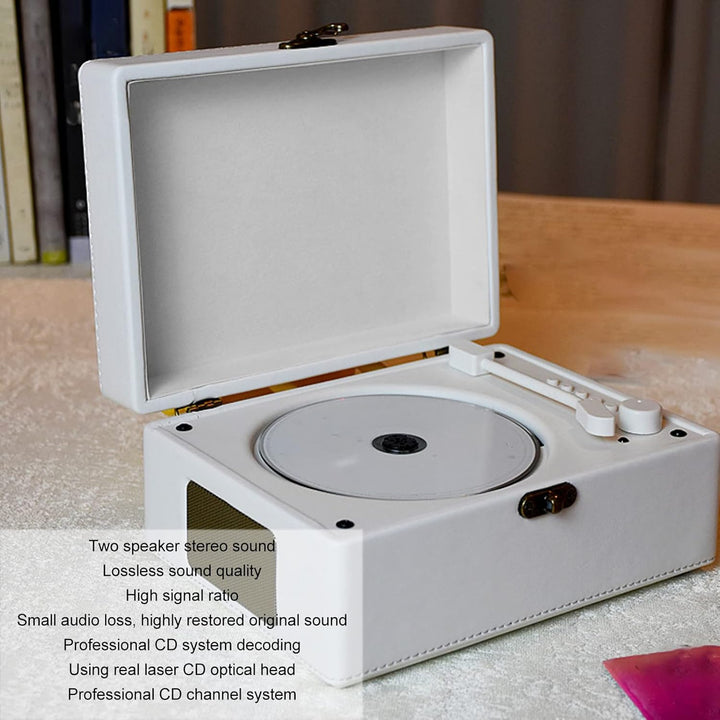 CD-Player, Tragbarer BT-Desktop-CD-Player mit Zwei Lautsprechern, Stereo-Sound für Zuhause, Grammoph
