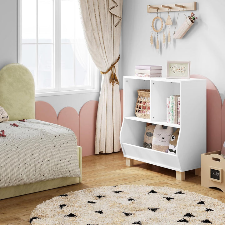 Lestarain Bücherregal Kinder, Regal weiss mit 3 Fächern, Montessori Kinderregal, Spielzeugregal mit