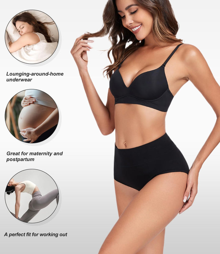 wirarpa Unterhosen Damen Hohe Taille Baumwolle Unterwäsche Taillenslip Frauen Slips Mehrpack 5XL Dun