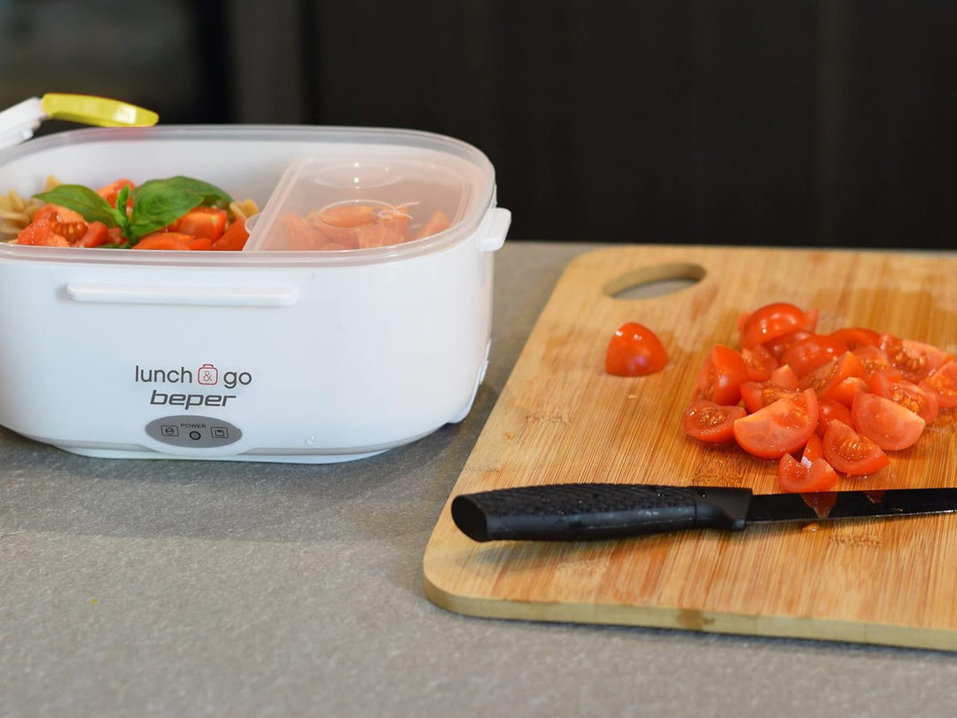 Beper Lunch & Go - Wärmende Lunchbox, tragbarer elektrischer Speisenwärmer, 2 herausnehmbare Behälte