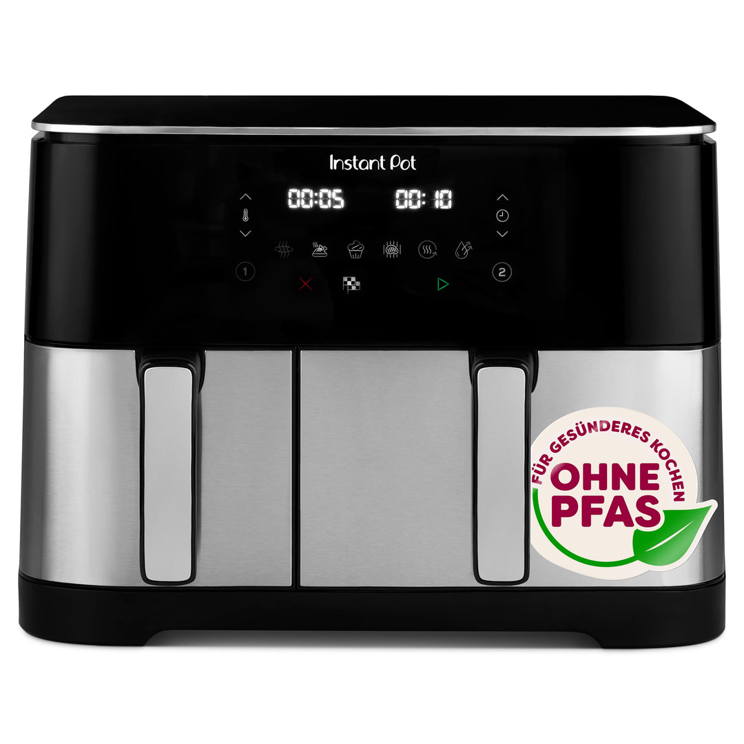 Instant Pot Vortex Dual PFAS-freie Heissluftfritteuse, gross, 11 l, zwei Körbe, 7 l + 4 l, 8 in 1 –