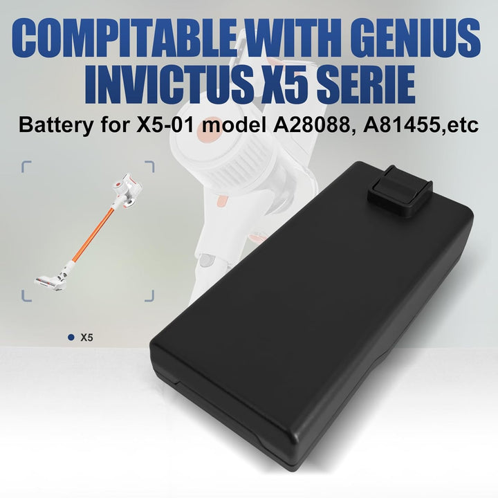 Akku für Genius Invictus X5 Staubsauger, Kompatibel mit Genius Invictus Staubsauger Modell A28088, A