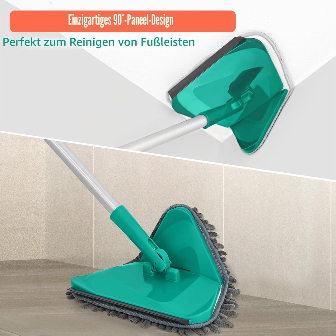 JEHONN Bodenwischer Wischmopp mit Langem Griff 200CM, 3-In-1 Wand Mop mit 6 Ersatz Mikrofaser Chenil