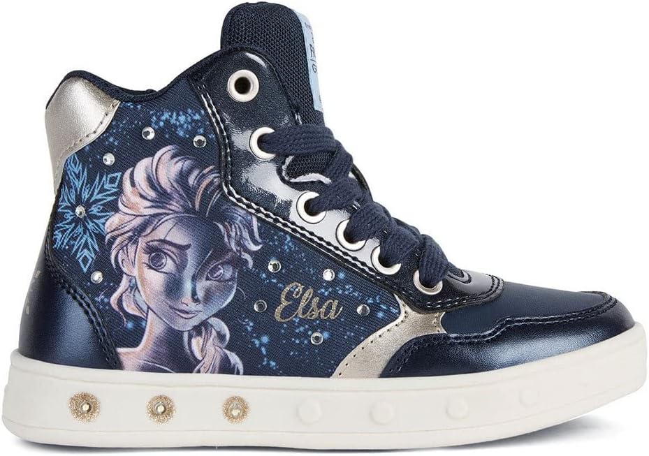 Geox Mädchen J Skylin Girl E Sneakers 34 EU Navy Platinum, 34 EU Navy Platinum