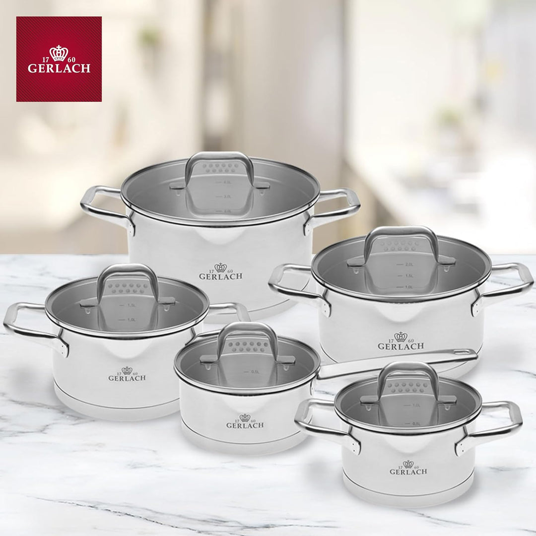 Gerlach Model Topf-Set Edelstahl Kochtopf-Set Induktion Induktionstöpfe-Set Töpfe-Set Induktionsgeei
