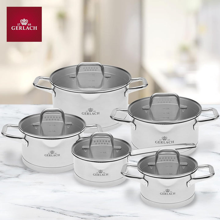 Gerlach Model Topf-Set Edelstahl Kochtopf-Set Induktion Induktionstöpfe-Set Töpfe-Set Induktionsgeei