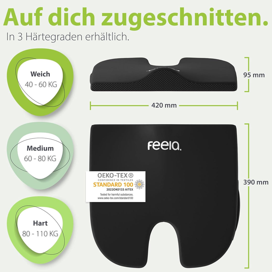 feela.® Orthopädisches Keilkissen [3 Härtegrade] – Memory Foam Haltungskorrektur für mehr Sitzkomfor