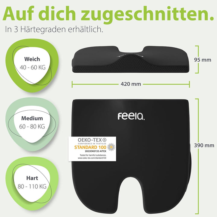 feela.® Orthopädisches Keilkissen [3 Härtegrade] – Memory Foam Haltungskorrektur für mehr Sitzkomfor