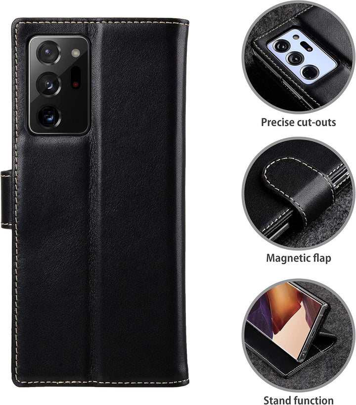 STILGUT Talis kompatibel mit Samsung Galaxy Note 20 Ultra Hülle mit Kartenfach aus Leder, Wallet Cas