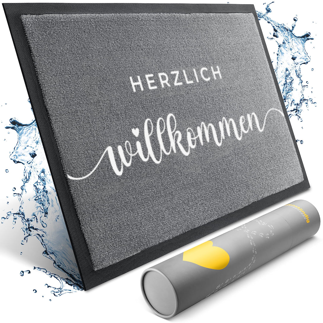 Bodenständig Blitzsauber: Die ultimative Fussmatte für innen - Grau Willkommen in 40x60cm saugstarke
