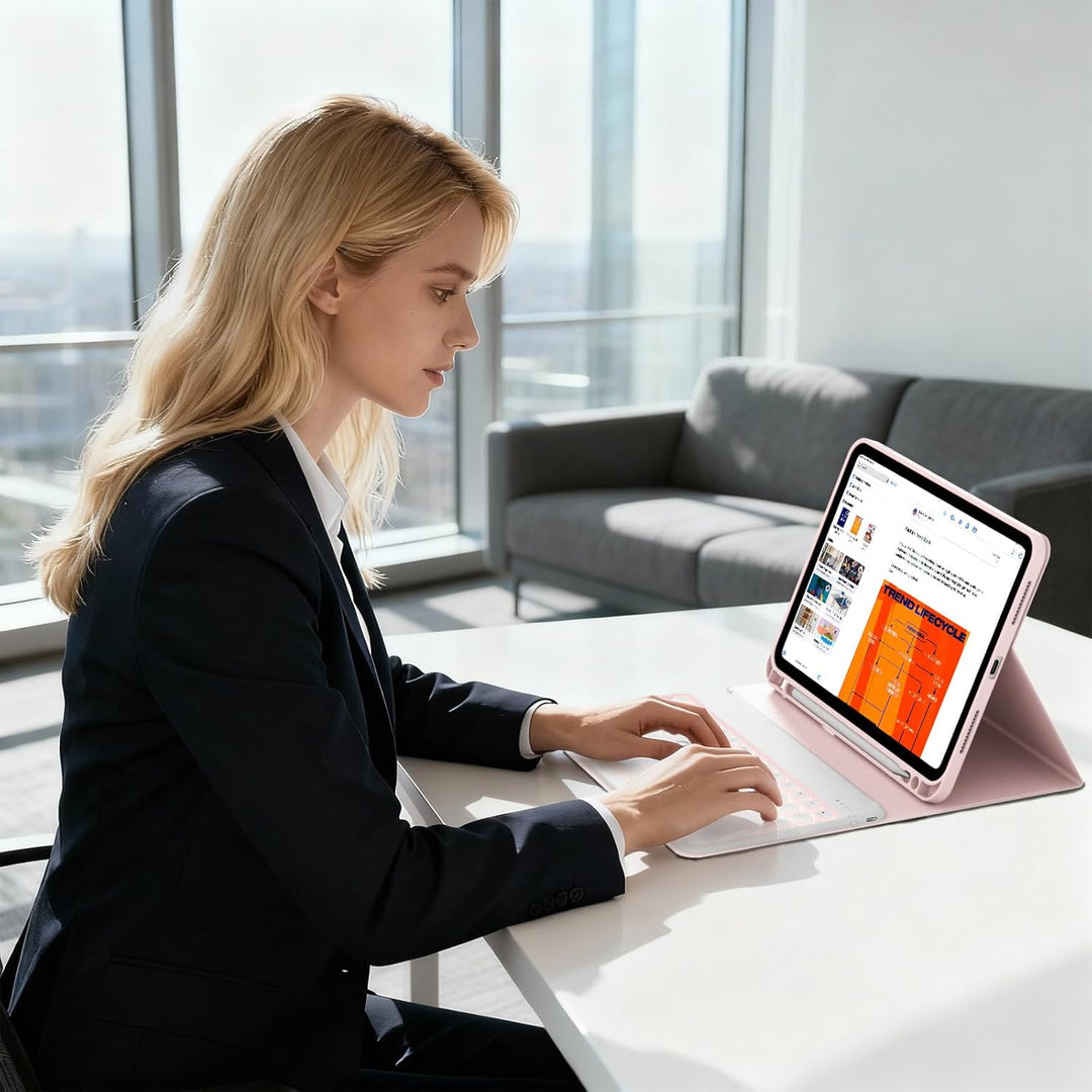 ZOPSGYU Hülle mit Tastatur für iPad A16 11. /10. Generation (2025/2022, 11/10,9 Zoll), Farben Beleuc