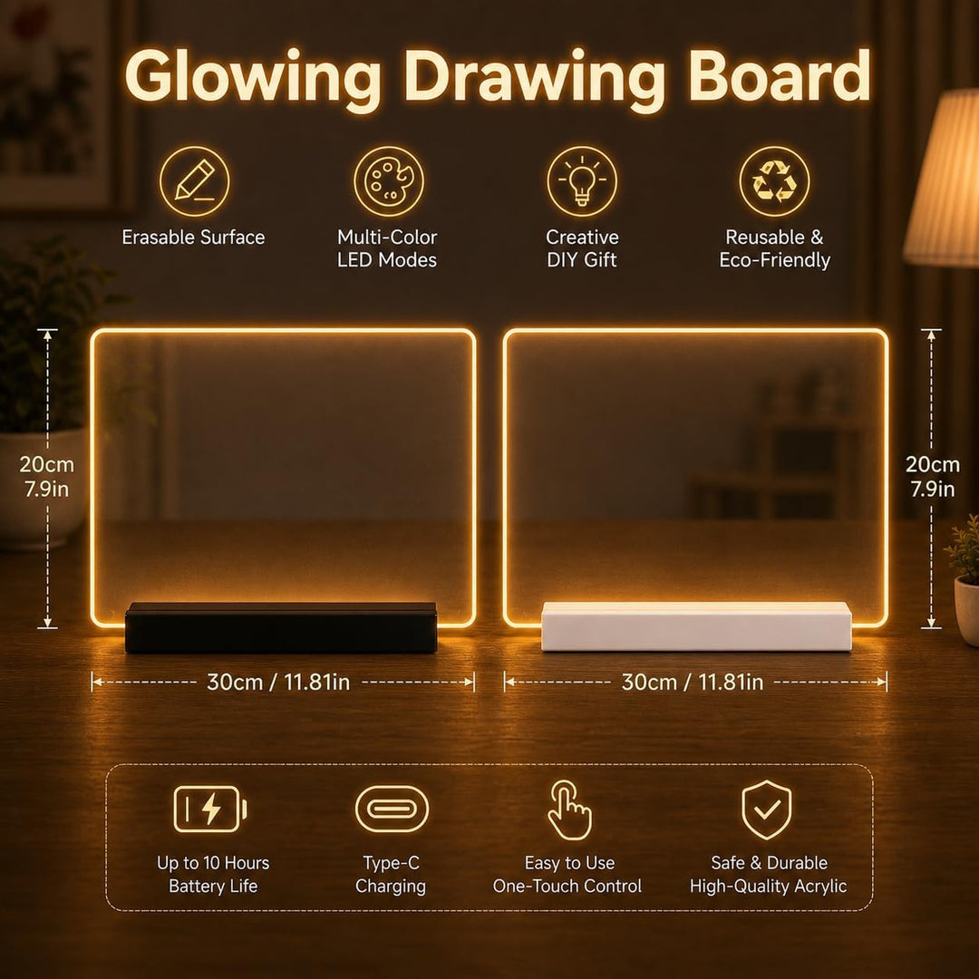 LED Zeichenbrett, Wiederaufladbare LED Notiztafel mit Farben, Led Maltafel Kinder mit 12 Farben Stif