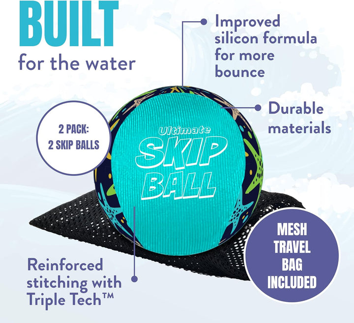 Activ Life Skip Ball Seesternblau – Wasserhüpfball 2er-Set für Kinder & Erwachsene – Outdoor Strands