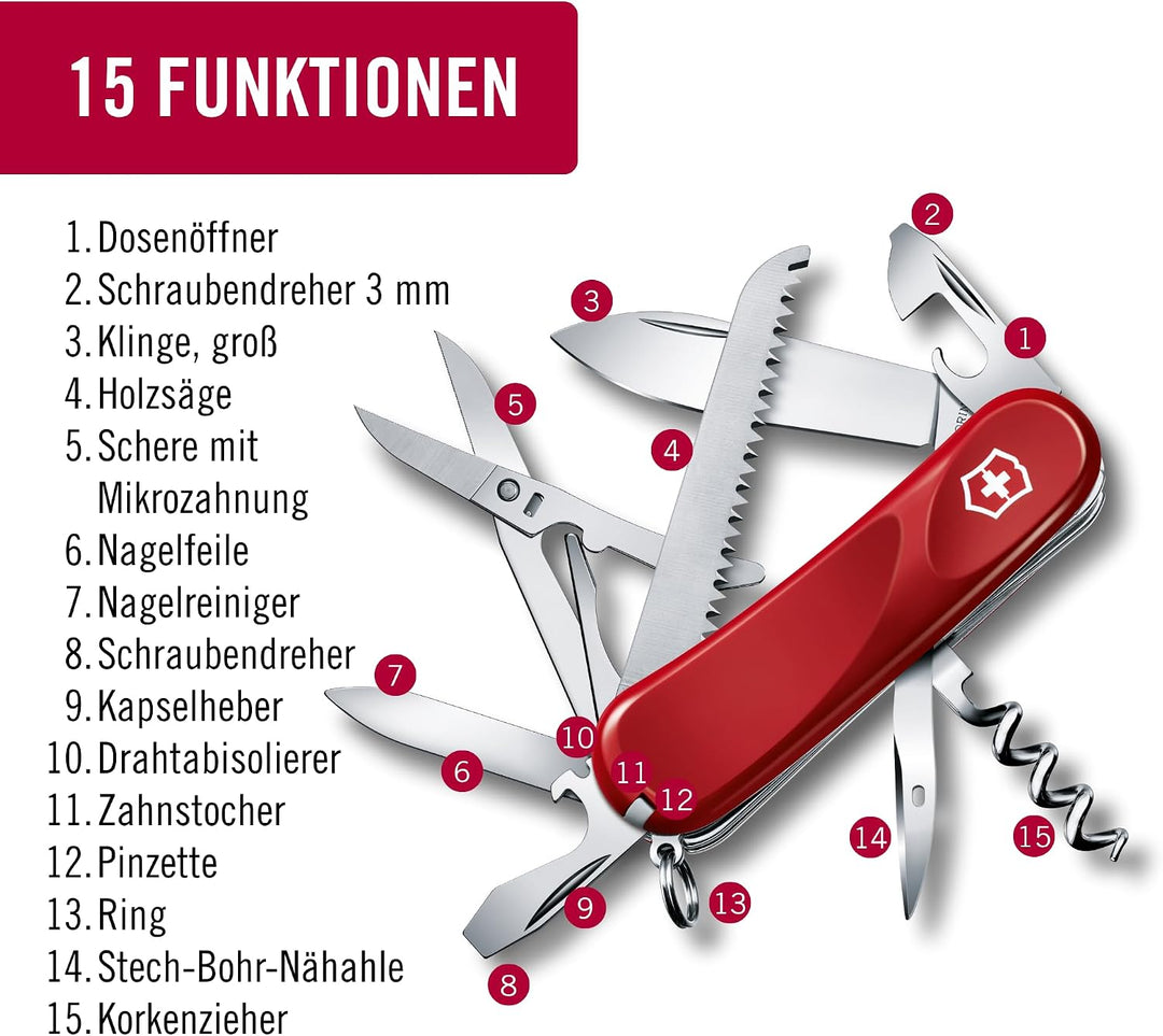 Victorinox Schweizer Taschenmesser, Evolution S17, Multitool, Swiss Army Knife, 15 Funktionen, Fests