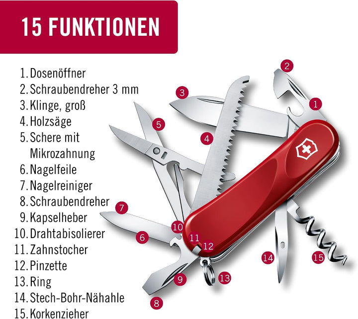 Victorinox Schweizer Taschenmesser, Evolution S17, Multitool, Swiss Army Knife, 15 Funktionen, Fests