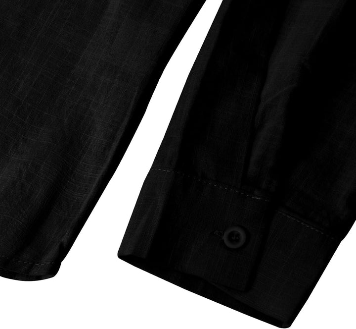 YAOBAOLE Leinenhemd für Herren, Casual, Sommerhemd, leicht, lange Ärmel, Knöpfe, Mao-Kragen, Strand,