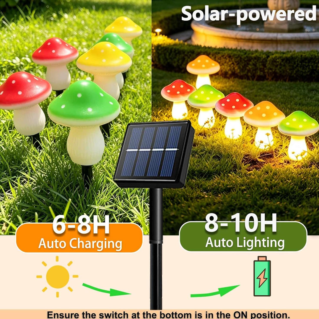 Cozymeow Garten Deko Draussen 6 LED Solar Pilze Deko, 8 Modi Fliegenpilz Wasserdicht solarfiguren fü