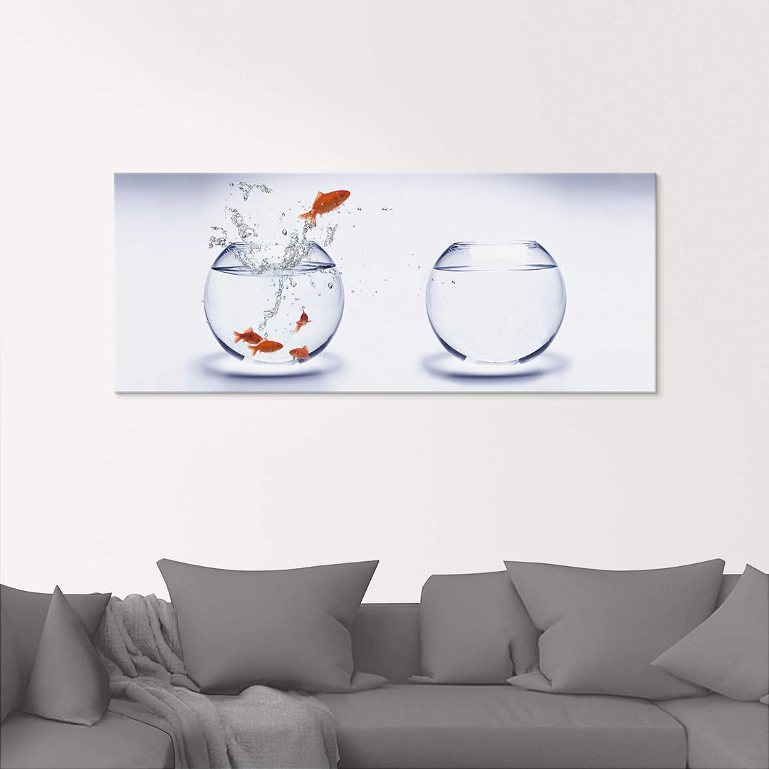 ARTland Glasbilder Wandbild Glas Bild einteilig 40x40 cm Quadratisch Tiere Fische Goldfisch Aquarium