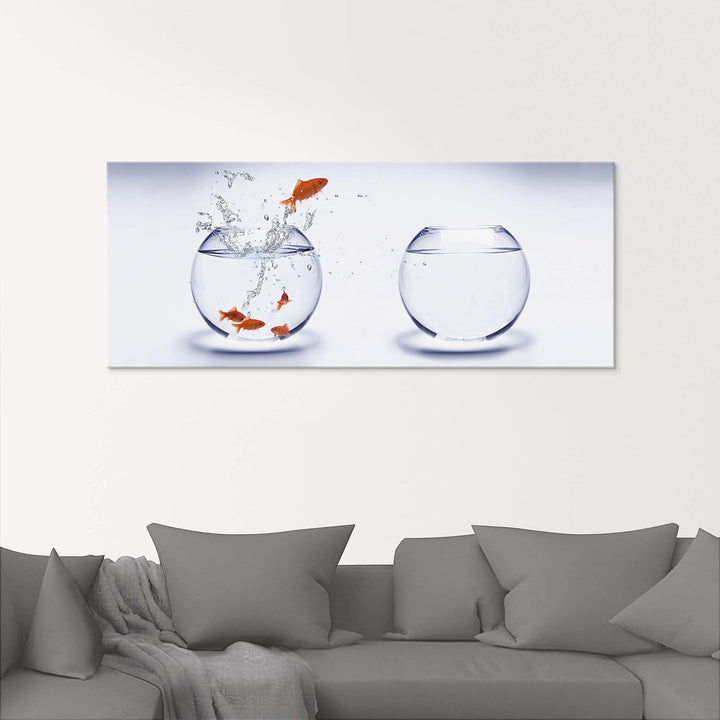 ARTland Glasbilder Wandbild Glas Bild einteilig 40x40 cm Quadratisch Tiere Fische Goldfisch Aquarium