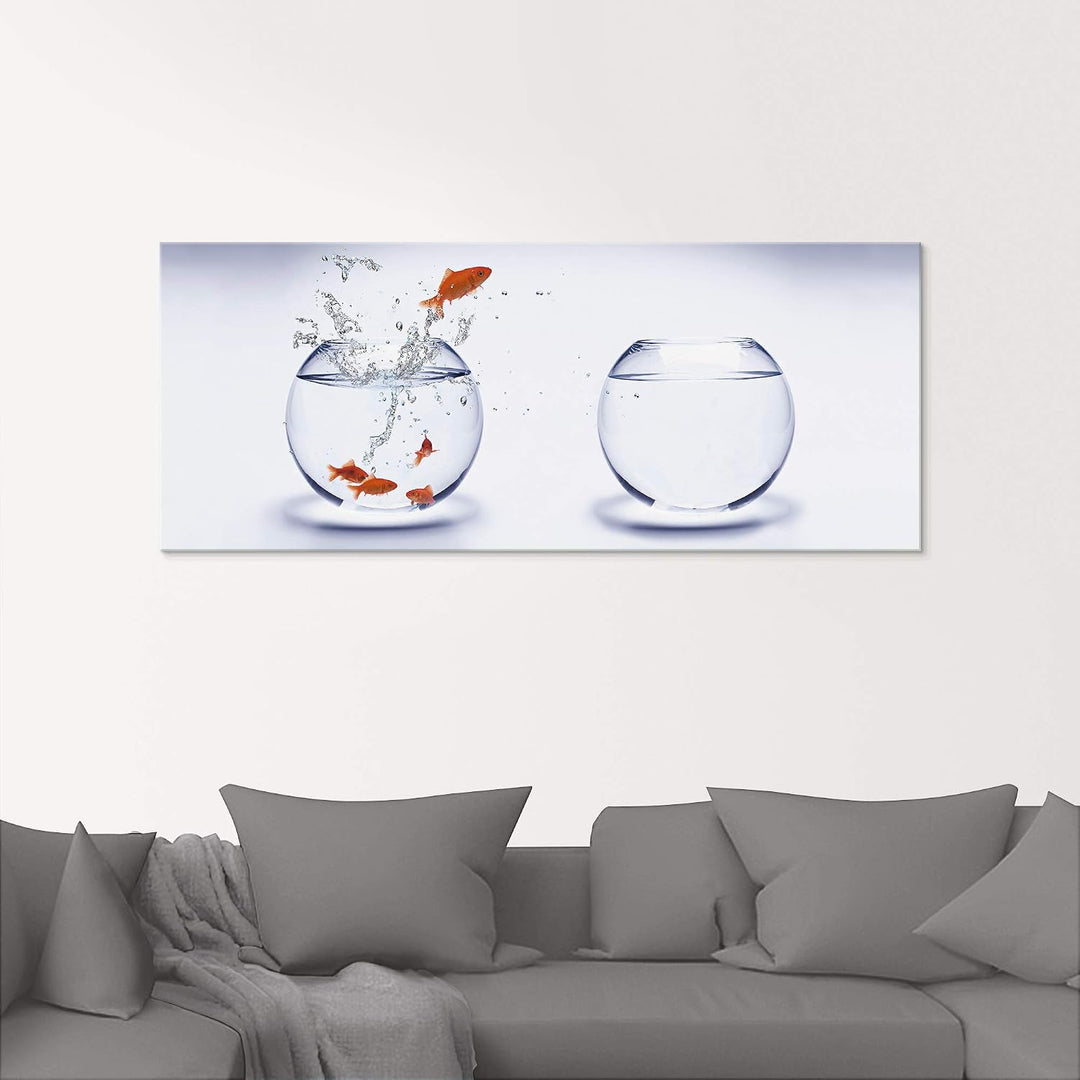 ARTland Glasbilder Wandbild Glas Bild einteilig 40x40 cm Quadratisch Tiere Fische Goldfisch Aquarium