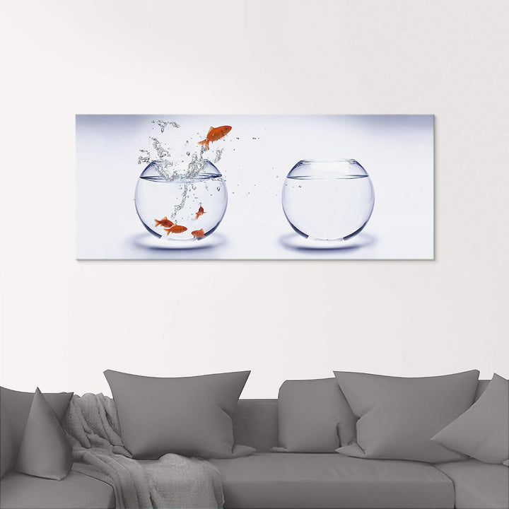 ARTland Glasbilder Wandbild Glas Bild einteilig 40x40 cm Quadratisch Tiere Fische Goldfisch Aquarium