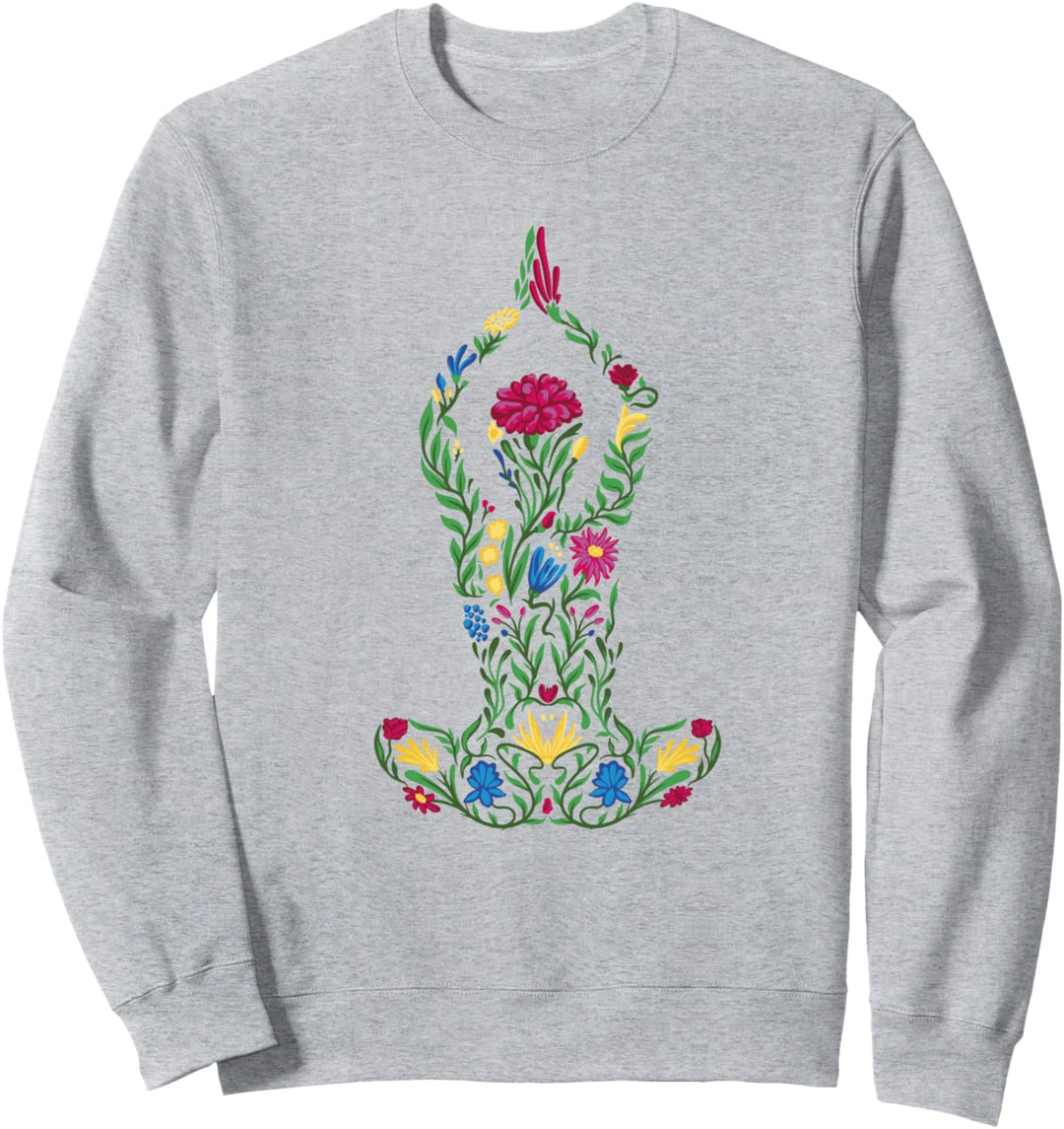 Yoga-Mädchen, Blumen, Meditation, modisch Sweatshirt