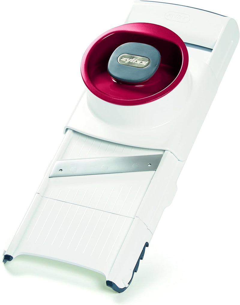 Zyliss E900027 4 in 1 Gemüsehobel, Kunststoff/Edelstahl, weiss/Rot, Mit 4 Schneide und Reibeiensätze