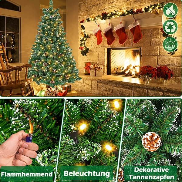 Aufun Künstlicher Weihnachtsbaum Tannenbaum mit Beleuchtung 350 LED warm-weiss inkl. Metallständer 8