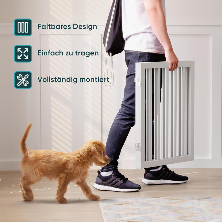 Semiocthome Freistehende Baby- & Haustiergitter aus Bambus, Hunde- und Katzengitter für Türen, Trepp
