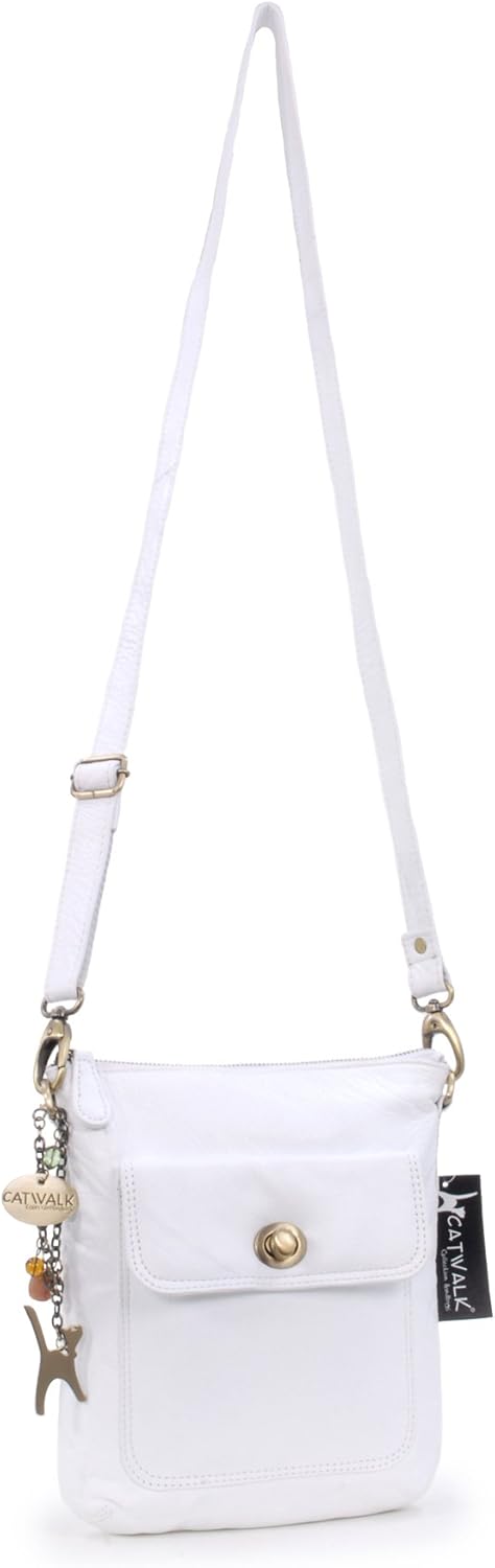 Catwalk Collection Handbags - Leder - Umhängetasche/Schultertasche - LAURA Weiss, Weiss