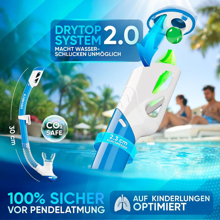 Das Neue KAIMANA® SeaExplorer Schnorchelset Kinder + Tragetasche, Taucherbrille mit Schnorchel, Tauc