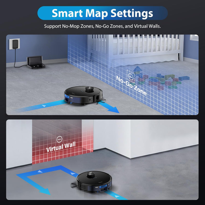 Tikom L9000 Saugroboter mit Wischfunktion, LiDAR Navigation, 4000Pa Staubsauger Roboter, 150Mins Max