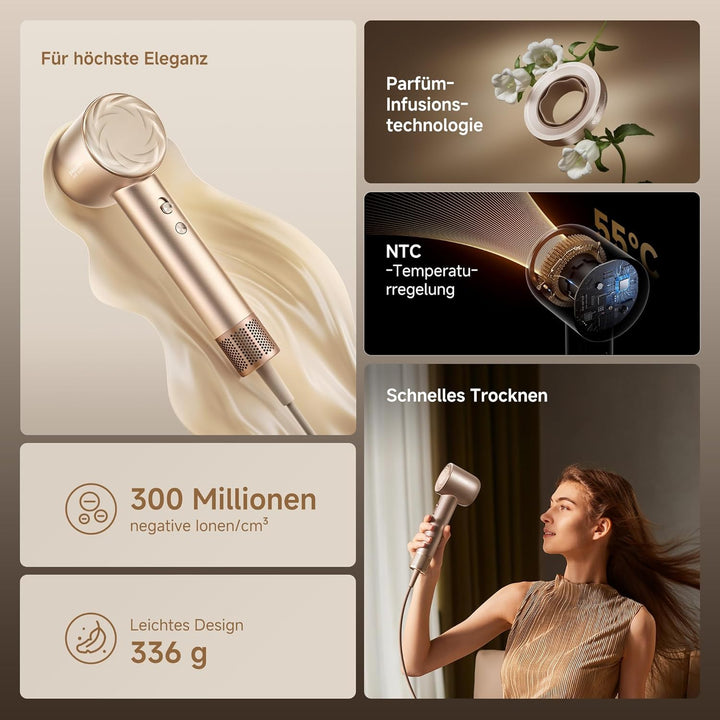 DREAME Hair Glory Mix High-Speed-Haartrockner, 3 magnetische Düsen, NTC-Temperaturregelung, 300 Mill