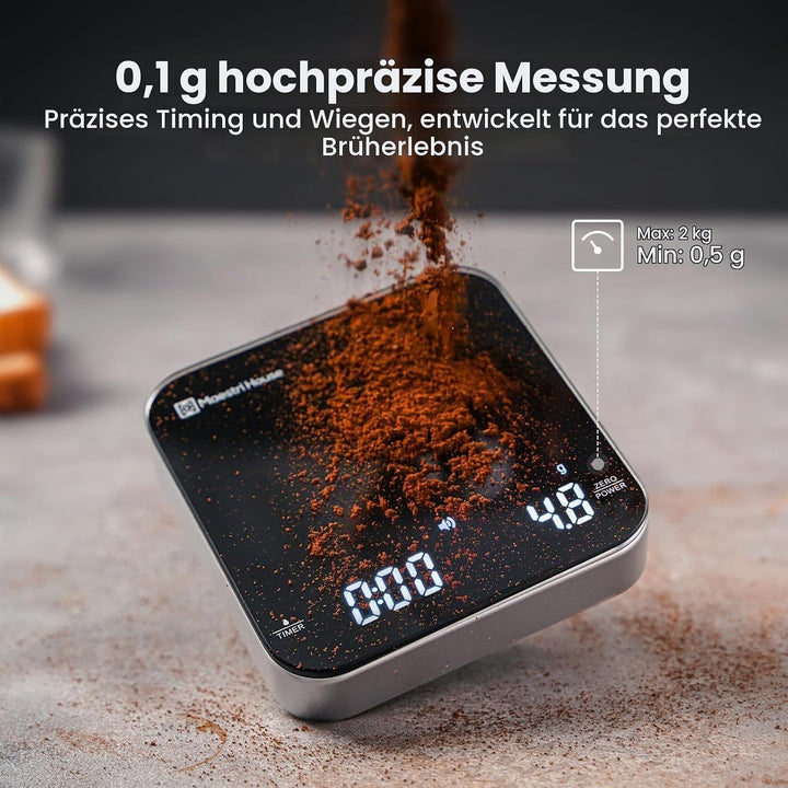 Maestri House Coffee Scale with Timer, Digital Kitchen Scale, 2kg/0.1g Precision, Rechargeable, with
